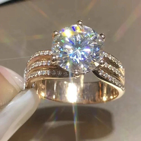 🎁3 Layer Micro Pave CZ And Round Stackable Ring, MLNN1149 - Picture 1 of 4
